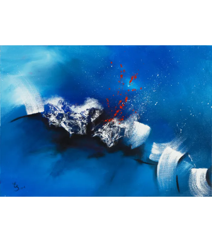 "Naturgewalten" von Elisabeth Suter, 2018 "Naturgewalten" - ein dynamisches Gemälde, das die Kraft der Natur in Blau und Rot darstellt