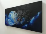 "Save the Earth" - Ein Acrylbild, das die Erde umgeben von Plastikmüll zeigt, als Appell für den Umweltschutz.