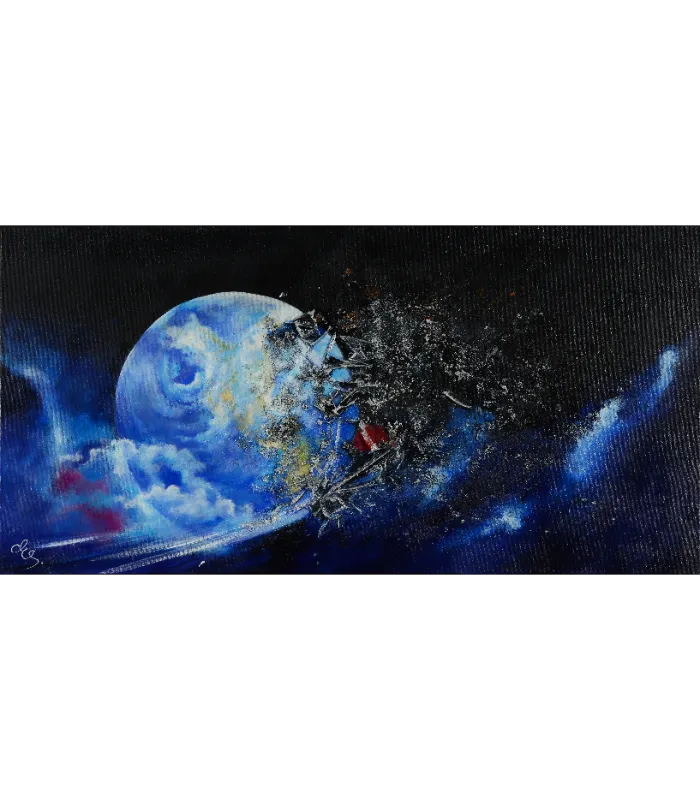 "Save the Earth" - Acrylbild von Elisabeth Suter "Save the Earth" - Ein Acrylbild, das die Erde umgeben von Plastikmüll zeigt, als Appell für den Umweltschutz.