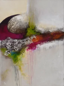 "Traumwelten 2", ein farbenprächtiges Acrylbild von Elisabeth Suter, 2017.