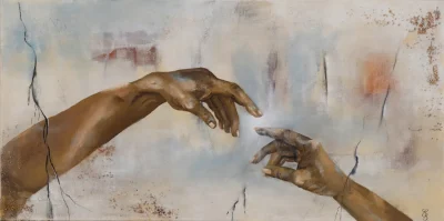 "Annäherung", Kunstwerk von Elisabeth Suter, entstanden 2019, inspiriert von Erinnerungen an Rom.