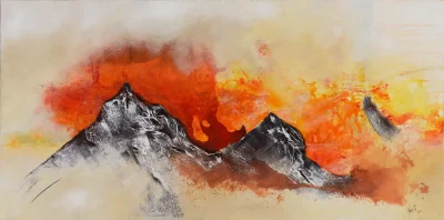 Bergwelten II, gemalt von Elisabeth Suter im Jahr 2021, zeigt die Widerstandskraft der Natur in der Pandemie.
