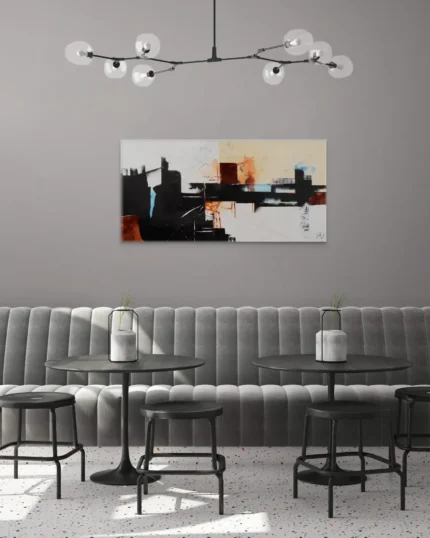 "Industrie" ein abstraktes Kunstwerk von Elisabeth Suter, 2013, reflektiert über den industriellen Fortschritt und seine Folgen.