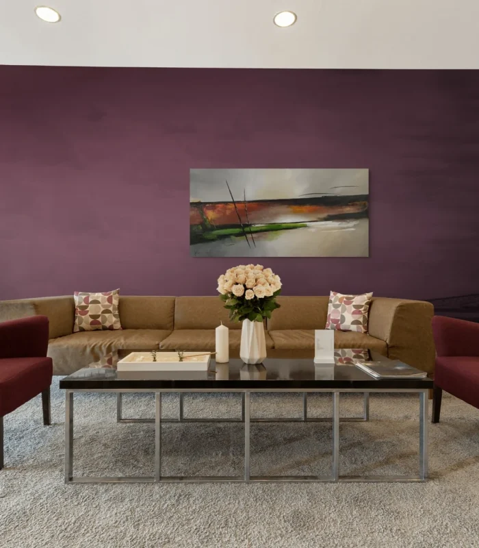 Quiet Paradise Intuition 2, abstrakte Landschaft mit Grau, Beige, Erdrot und Grün