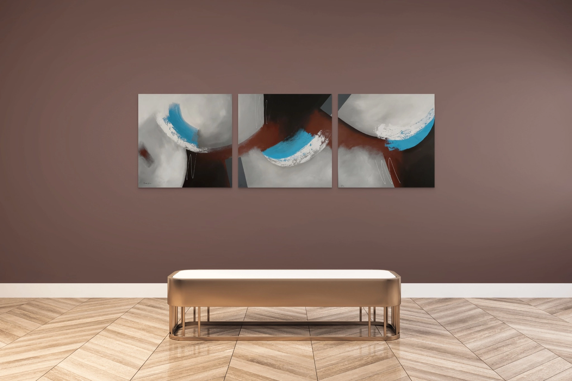 Wohnraum mit Originalkunstwerk „Balance“ von Elisabeth Suter
